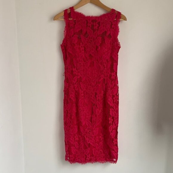 Adrianna Papell Vibrant Pink Lace Dress - Picture 6 of 12